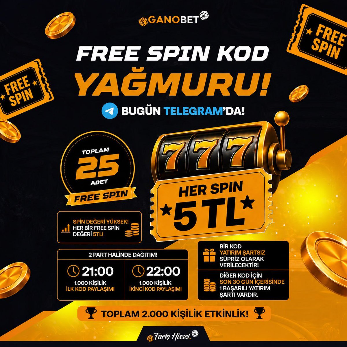 gnsosyal's tweet photo. GANOBET İLE  KOD ETKİNLİĞİ!

🎁 Bugün Pragmatic Play'in seçili popüler oyunlarında geçerli olacak FREE SPIN kodu dağıtıyoruz! 

💸 Her Spin değeri tam 5 TL!

📱 Telegram kanalımıza ulaşmak için tıkla!  
https://t.co/3V7VllR7zR https://t.co/t5LsIOnQTW