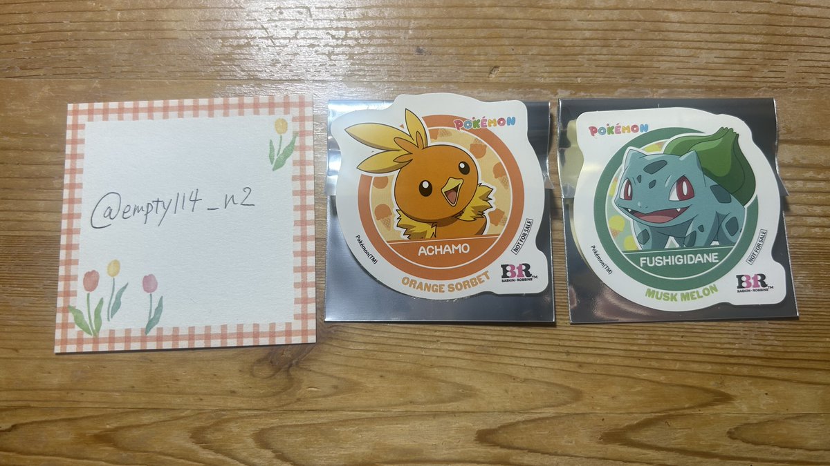 empty114_n2's tweet photo. 【交換】サーティワン 31 ポケモン ステッカー

譲　アチャモ　フシギダネ

求　ヒコザル　キモリ

郵送希望です。
お気軽にお声掛けください。 https://t.co/YIJRjhBPzt