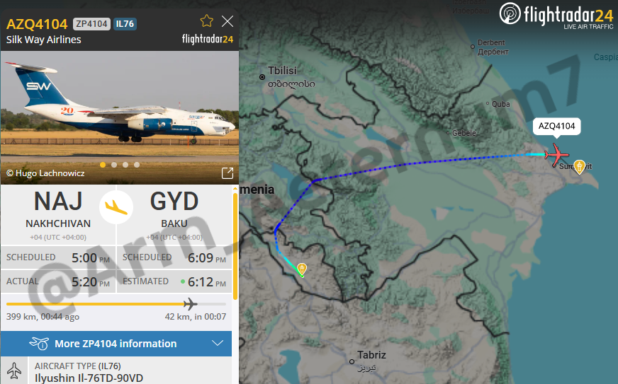 Aeternum7's tweet photo. #Azerbaijan's Silk Way makes #Armenia's airspace its primary route for flights to Nakhijevan

1/ Silk Way is known as Azerbaijan's primary arms-transporting airline.

Unlike MoD / state aircraft, Silk Way is considered a civilian carrier. https://t.co/d7xpG1erc1
