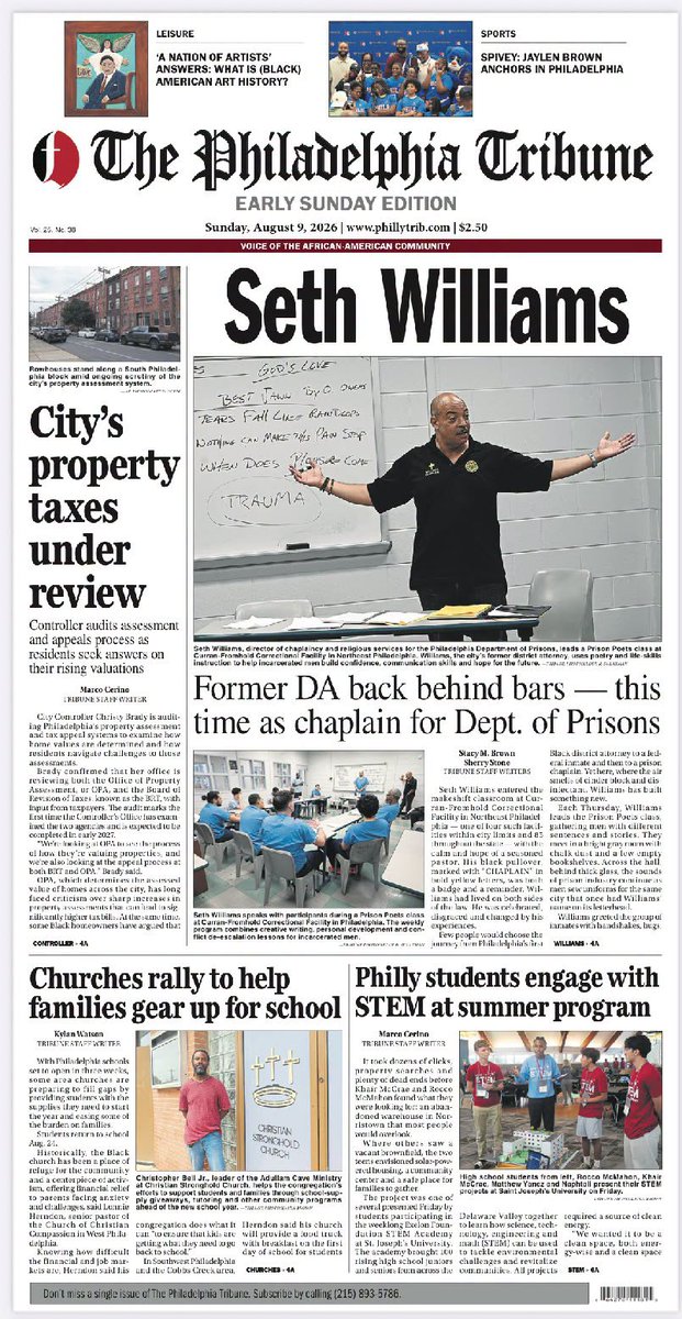 PhillyTrib's tweet photo. Sunday's front page. #propertytaxes #controller #backtoschool #PHLed #sethwilliams @cscdaily https://t.co/Tki37Th3Mm