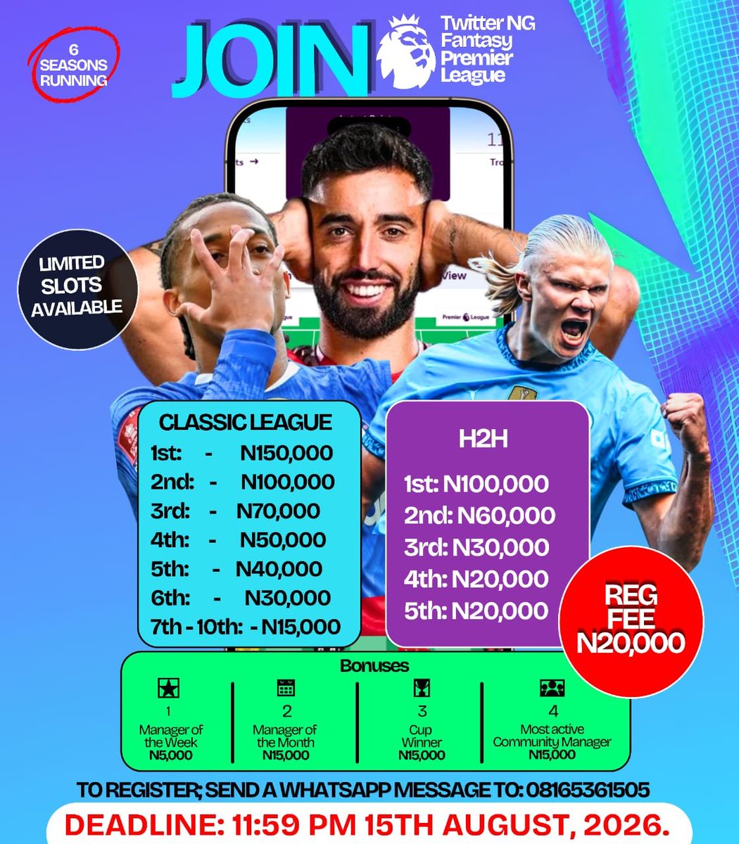 bungwon_J's tweet photo. Play FPL with the best community around 🚨

You get
1. Community 
2. Free tips
3. Awesome prizes

Send "FPL" to @EdmundOris before slots run out. 

Do it NOW! https://t.co/OhveqScPFC