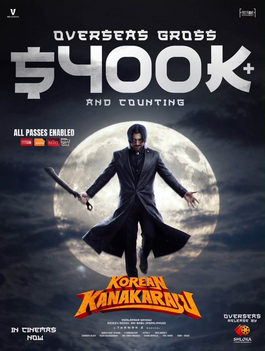 Telugu360's tweet photo. $400K+ & STILL HUNTING! 

The #KoreanKanakaraju madness continues to conquer overseas! 🔥

#KoreanKanakaraju  In Cinemas Now.

Grab your tickets. ALL PASSES ENABLED.

#KoKa Overseas Release by @ShlokaEnts 🇺🇸

@IAmVarunTej @RitikaNayak_ @GandhiMerlapaka @MusicThaman @UV_Creations @FirstFrame_Ent