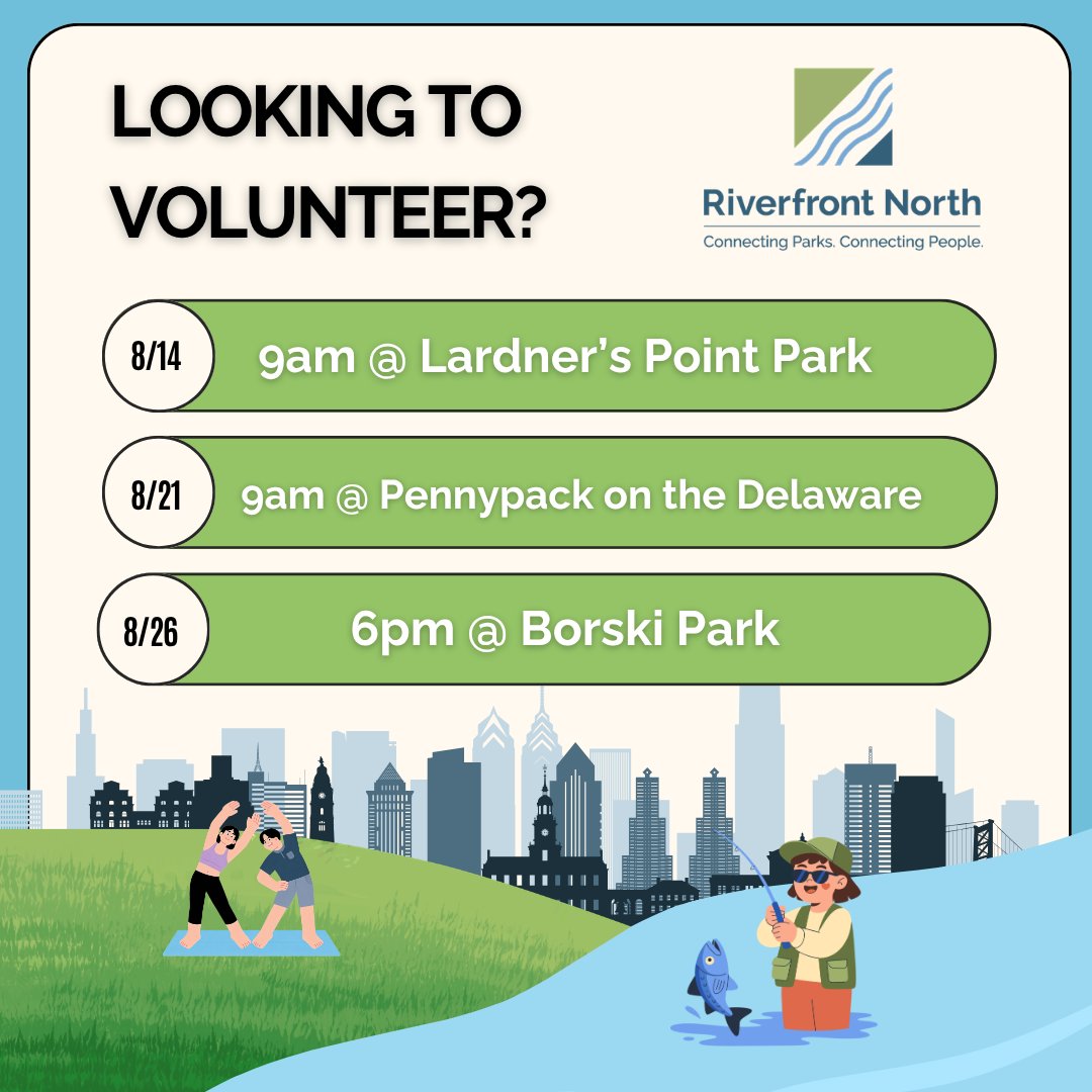 RiverfrontNorth's tweet photo. Whether you're looking to join in on a free outdoor program or volunteer with us along the river, here's your lineup for the week! 

Please register at https://t.co/jBiKtNx38s! https://t.co/qGPHASH3la