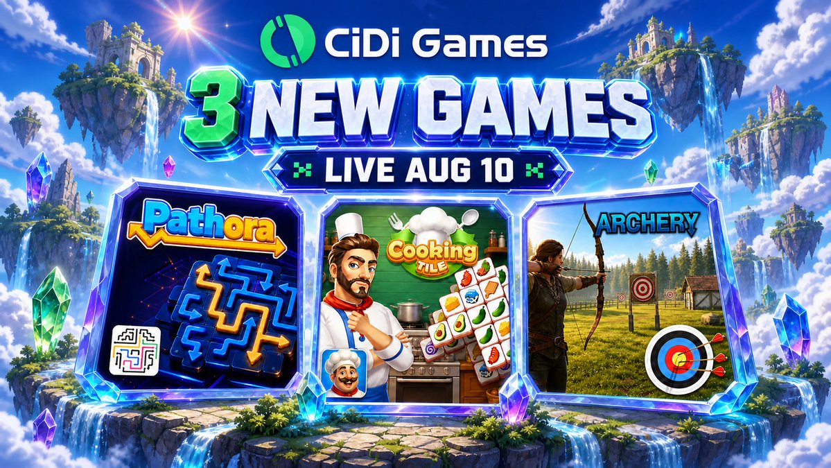 PlayCiDi's tweet photo. Three new games land on CiDi Games

> Pathora. Find the right sequence.
> Cooking Tile. Match tiles and build your cake house.
> Archery. Aim. Hold. Release.

Open Pi Browser. You’re in.💚