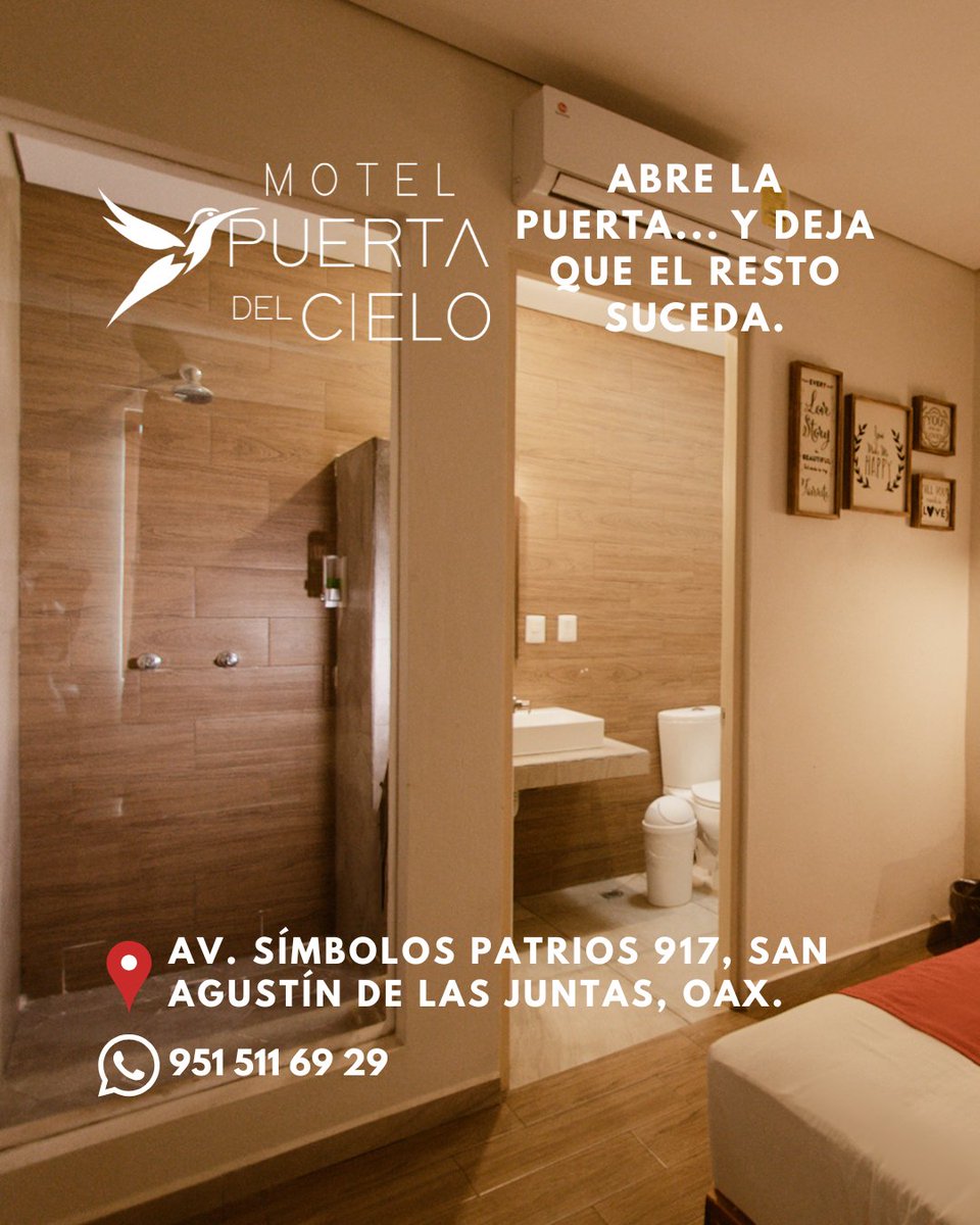 MotelCielo's tweet photo. Contactanos: 958 113 4979 
Habitaciones climatizadas 
Tv. por cable 
Wi-fi 
Aceptamos PAGO CON TARJETA Servicio las 24 horas Av. Símbolos Patrios 917, San Agustín de las Juntas, Oax. #MotelPuertaDelCielo #Oaxaca #motel #pasion #placer #loveislove https://t.co/EtAXOti1da