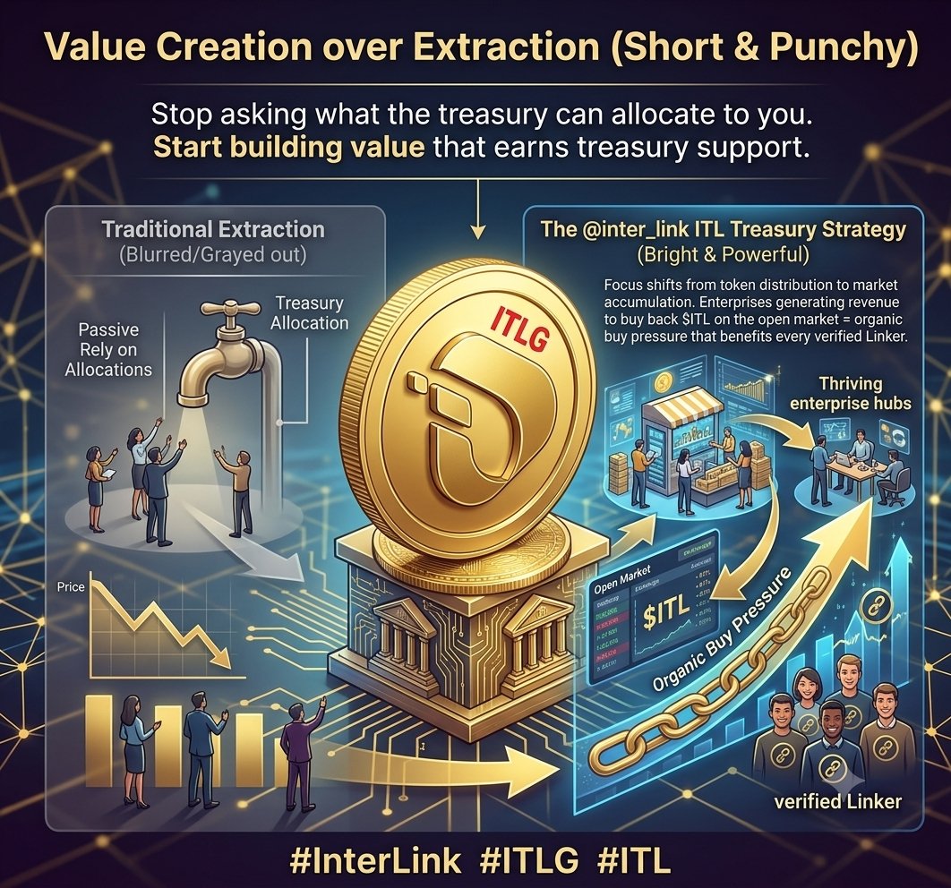 doogreenx's tweet photo. The @inter_link ITL Treasury Strategy shifts the focus from token distribution to market accumulation. Enterprises generating revenue to buy back $ITL on the open market = organic buy pressure that benefits every verified Linker.

#InterLink #ITLG #ITL https://t.co/n5DEB4Ogi1