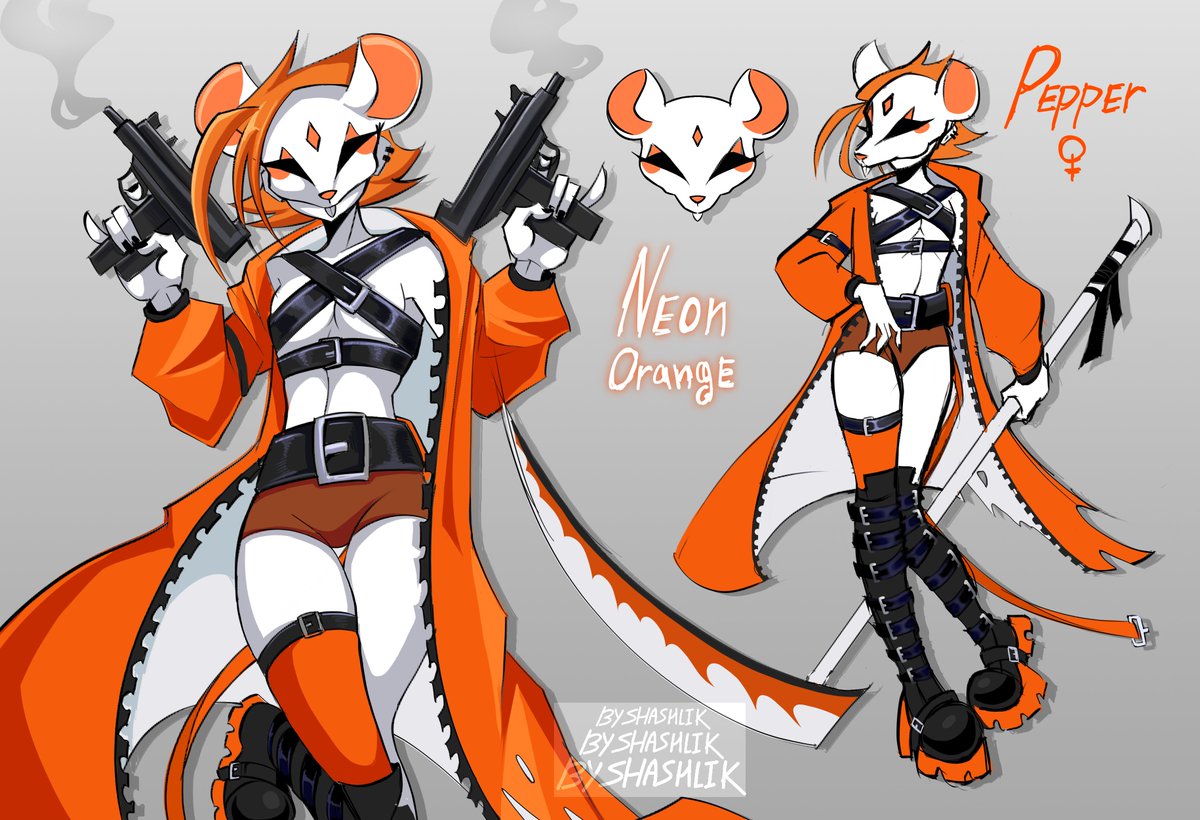 0Shashlik0's tweet photo. Meet my Neon White OC - Pepper! (or neon orange) #NeonWhite https://t.co/UD0azV1ci7