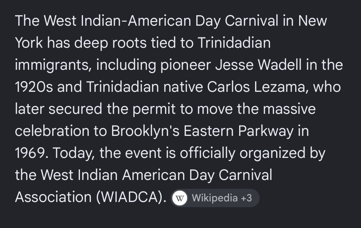 IAFLSWMCGNP's tweet photo. As a Trinidadian: No we do not. 

We throw the West Indian Parade. If you is ah Trinidadian then you know culturally we reject ALL “Nevaseecomesee” behavior.

We have a parade. We getting ready to host the diaspora for Labor Day and “we need a Trinidadian Day”. https://t.co/va5LVzSq97