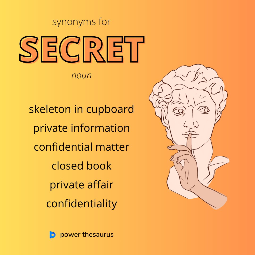 PowerThesaurus's tweet photo. https://t.co/SRCo20pYe9
If people say something is a "secret", they mean that it is hidden or known only by a few people.
E.g. "She told me a secret and asked me not to share it."
#synonym #thesaurus #learnenglish #ielts https://t.co/X4qMQFBRiY