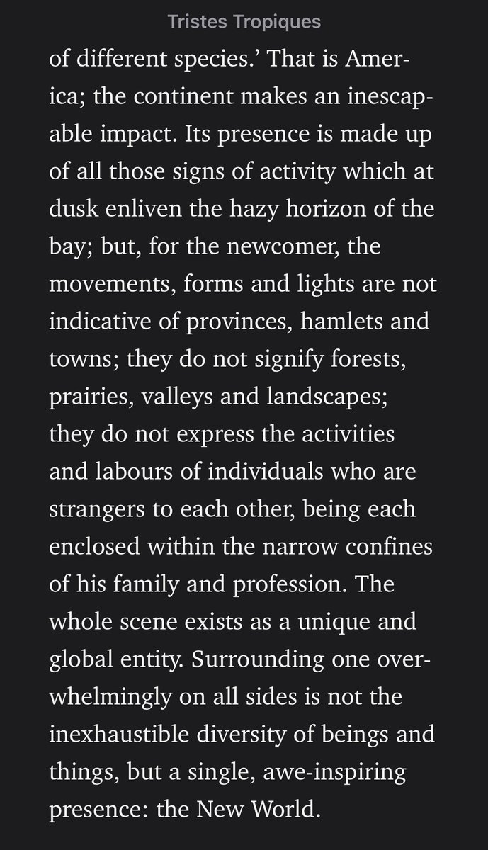 bronzeagemantis's tweet photo. Claude Levi Strauss on the alien beauty of New York to European eyes and his assessment of Rio de Janeiro upon first sailing in: and ends in poetic ode to the grand scale of the Americas. I disagree w him on Rio but I never sailed in…high agree on romance of New World nature https://t.co/eSrhVHFl7Y