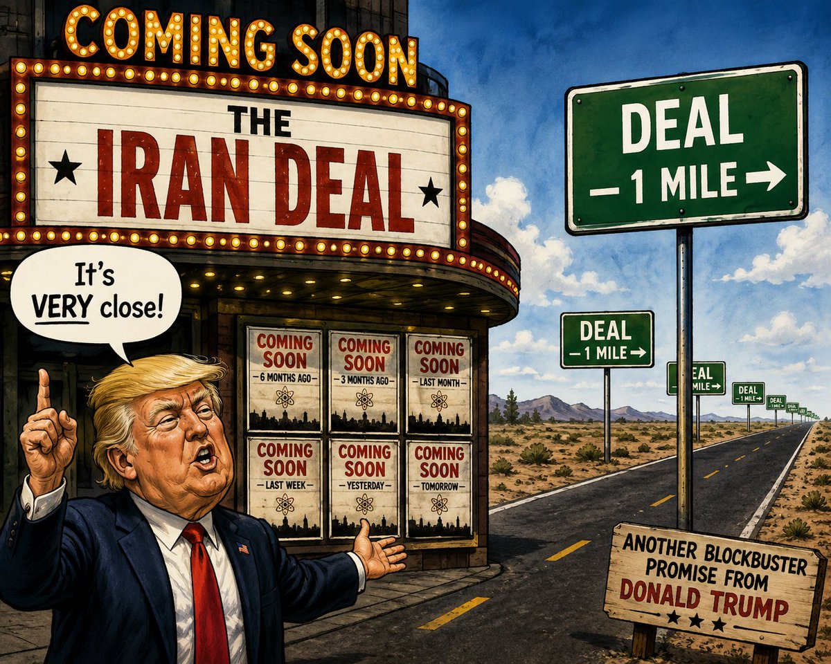 Mits928's tweet photo. Shot of today.
今日の1枚。

#Trump #IranDeal #ComingSoon #VeryClose #PoliticalSatire #PoliticalCartoon #外交 #イラン #トランプ #風刺画 https://t.co/QtLpirCjGo