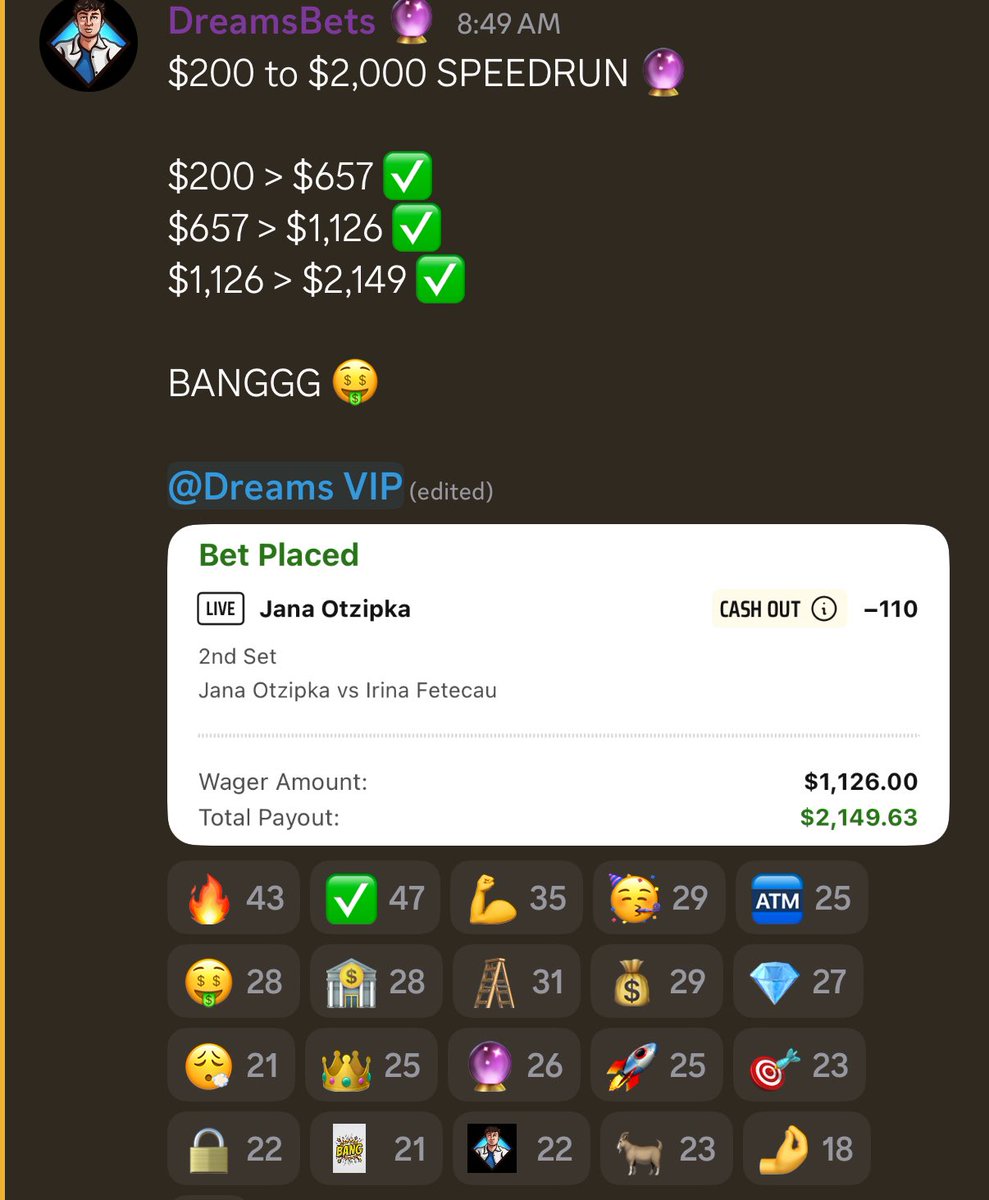 DreamsBets's tweet photo. $200 to $2,000 Speedrun ✅

VIP members banked this morning 🚨

We are running it back in 30 minutes ⬇️

DO NOT MISS OUT -> https://t.co/h48qv3ZsFW https://t.co/PIqJBjrz2Q