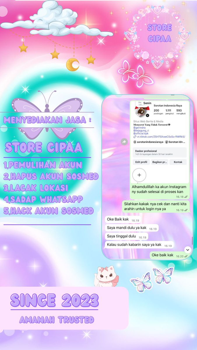 petthals's tweet photo. JASA RECOVERY &amp; DELETE ACCOUNT

>JASA HAPUS AKUN 
>JASA PEMULIHAN AKUN &amp; BALIKIN AKUN LUPA PASWORD/KE HACK
>JASA LACAK LOKASI
>JASA SADAP WA
>JASA LACAK LOKASI NO HP/AKUN/IMEI
>JASA HACK/ JASA PULIHKAN AKUN (EMAIL,IG,WA,TWITER/X, FB,TIKTOK)

HUBUNGI WHATSAPP DI BIO
#zonauang https://t.co/Q791Uoy7pC