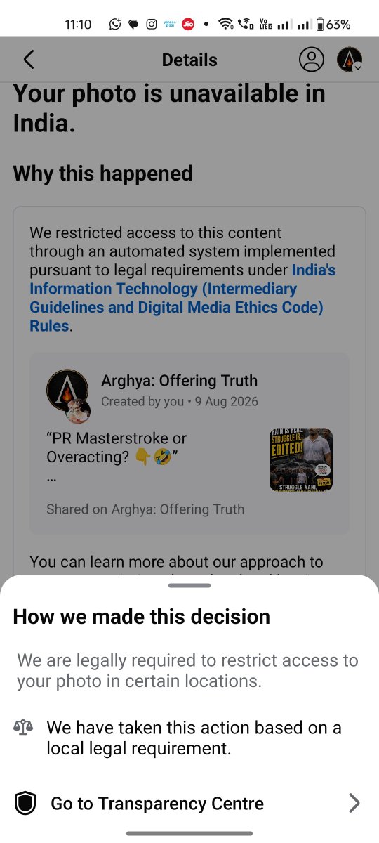 arghyaOT's tweet photo. WHO ASKED META TO RESTRICT IT?

#VoiceOfArghya
#ArghyaOT
#EvidenceLeads
#Meta
#Facebook
#ContentRestriction
#FreeSpeech
#DigitalRights
#PoliticalSatire
#IndianPolitics

https://t.co/N6ESfaXoHR https://t.co/66JkZ0MQbr