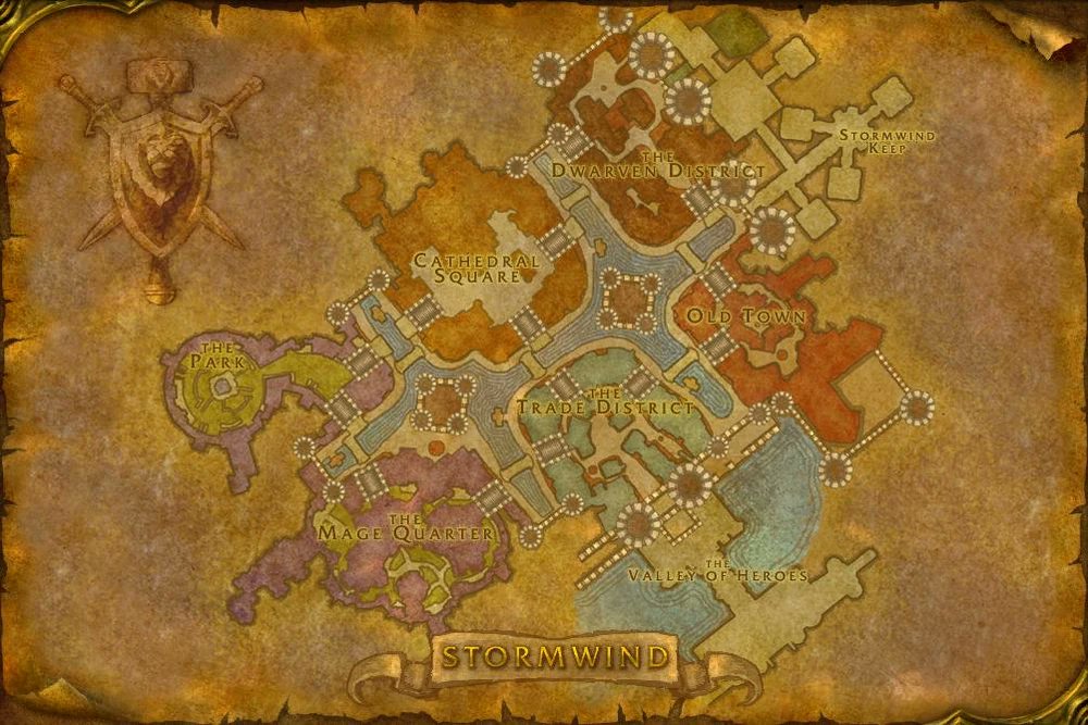 ArchivumAzeroth's tweet photo. 18r) La carte de Hurlevent de Vanilla à Dragonflight

Cette toute première carte provient de l'Alpha, la version Vanilla (image 2) est plus lisible.
Il faut attendre Wrath of the Lich King pour que le port soit ajouté (image 3).
Cataclysm permet de moderniser la ville, la partie Nord de la carte est refaite et le Parc disparaît (image 4).
Ensuite, pour la dernière image datant de DF dans le post ci-dessous, les ajouts sont mineurs, cela concerne entre autres Repos du lion, l'ambassade et le Comptoir. #Warcraft