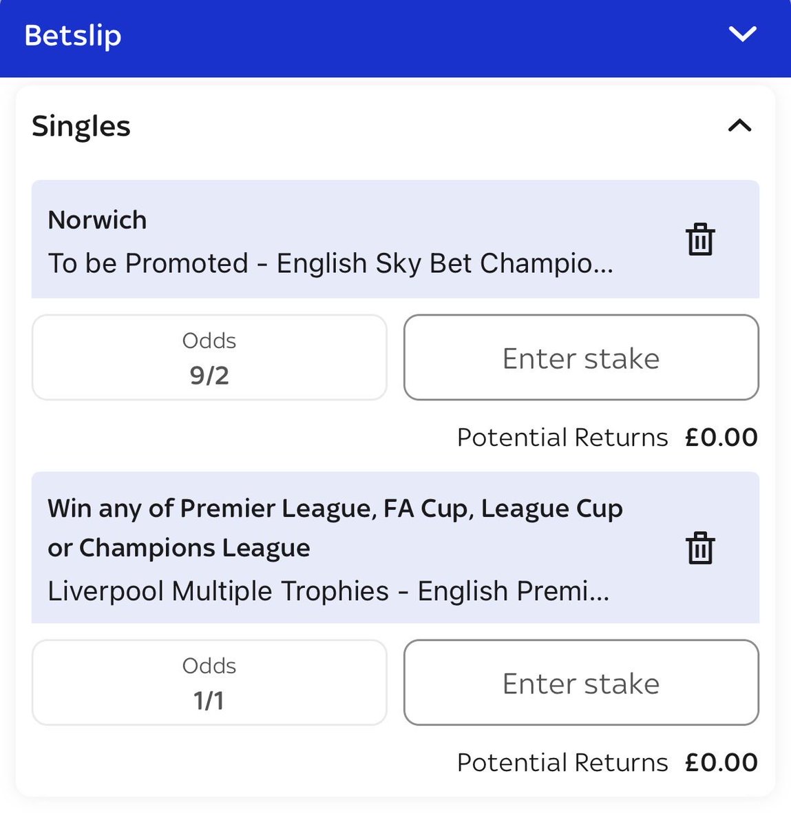 44Gorilla's tweet photo. @SkyBetHelp Hi it does not let me back it as a double, only as 2 separate single bets. Could you please provide a link @RequestABet @SkyBetHelp https://t.co/Y1tzaTGykB