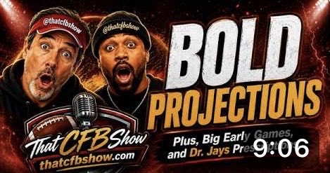 thatcfbshow's tweet photo. BOLD predictions for 2026!  See the full episode at https://t.co/qiqPkXTkXi. Be sure to like and subscribe. 
#SECFootball
#CollegeFootball
@eltorofreeman 
@drjayshow 

https://t.co/0zniqr99EI https://t.co/S12dznntvO