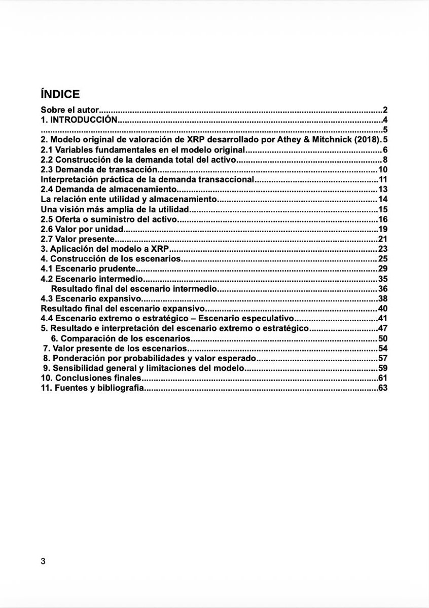 ItsEdgarGomez's tweet photo. Después de un largo proceso de investigación, cálculos y desarrollo, hoy publico el estudio más completo que he realizado hasta ahora sobre #XRP.

VALORACIÓN DE XRP COMO ACTIVO DE LIQUIDEZ GLOBAL

Partiendo del modelo desarrollado por Susan Athey y Robert Mitchnick en 2018, he construido una actualización propia incorporando volumen institucional, tokenización y nuevos mercados digitales.

El estudio desarrolla paso a paso la metodología, fórmulas, supuestos, escenarios, análisis de sensibilidad, limitaciones y conclusiones para intentar responder a una cuestión:

Si XRP llegara a desempeñar un papel relevante dentro de una infraestructura financiera digital global, facilitando liquidez, liquidación, pagos transfronterizos y nuevos mercados digitales, ¿A qué precios podría llegar de manera justificada bajo distintos escenarios de adopción en 2033?

Hoy presento los diferentes escenarios analizados y los valores que, según el modelo y los supuestos considerados, XRP podría alcanzar si esos niveles de adopción llegaran a materializarse.

📄 Enlace del estudio completo 👇🏻
https://t.co/pRDlWm6GyC

IMPORTANTE: Los valores mostrados no son predicciones directas de precio, sino resultados condicionados a los supuestos de cada escenario.