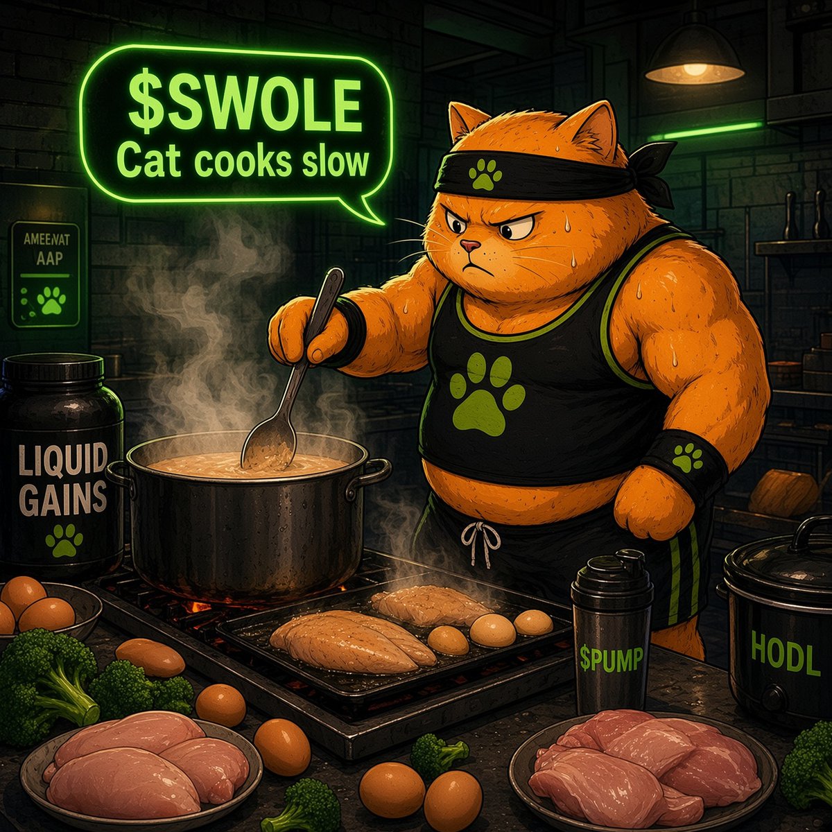 SwoleCatOnSol's tweet photo. This cat cooks slowly👨‍🍳
Position yourself wise 🧙🏼‍♂️ 
Get $SWOLE 🦾
Meow 😸 https://t.co/8Caf4SLS2x