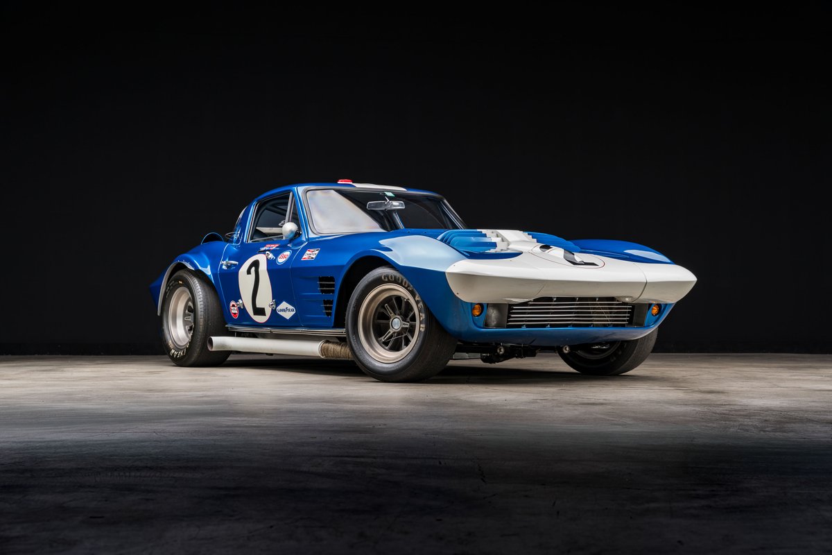 rmsothebys's tweet photo. One of only five Corvette Grand Sports built and the first of just three coupes.

Chassis 003 was a purpose-built factory competition prototype created to defeat the Shelby Cobra. Driven by A.J. Foyt, Jim Hall, Augie Pabst, John Cannon, and others, it earned three SCCA class victories and podium finishes at Sebring in both 1964 and 1965.

Restored to its authentic 1964 Sebring livery during its current 23-year ownership, it is offered at Monterey. Estimate: $11,000,000 to $13,000,000 USD. Register to bid at https://t.co/faoimgfq25 #RMMonterey 

#RMSothebys #Corvette #GrandSport