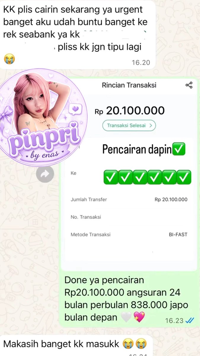 enaspinpri's tweet photo. Proof pencairan ke cust pinpri by enas , wa lagi ajuin banding sementara di teleku yaa ❤️✨#pinpri #zonauang #bealanja https://t.co/7qm4chs4Fp