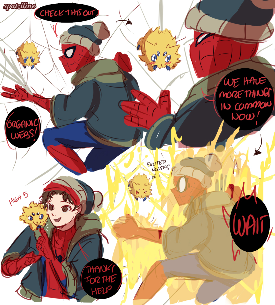 spatziline's tweet photo. Peter and Joltik #spiderman x Pokemon #spidermanbrandnewday https://t.co/Eyf58hDCgu