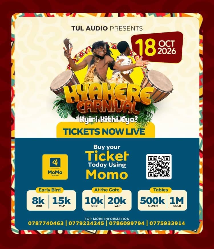 jerryPromotionz's tweet photo. The drums are calling π’
KYAKERE CARNIVAL is back bigger!
18th OCT 2026. Kyiri Kithi Eyo? π€ You better be there.
Tickets are LIVE now on MoMo ποΈ
#*165*20# or scan
Early Bird: 8k ORD | 15k VIP
Donβt wait till the gate price hits π
#KyakereCarnival #TulAudio https://t.co/cmAFESyymM