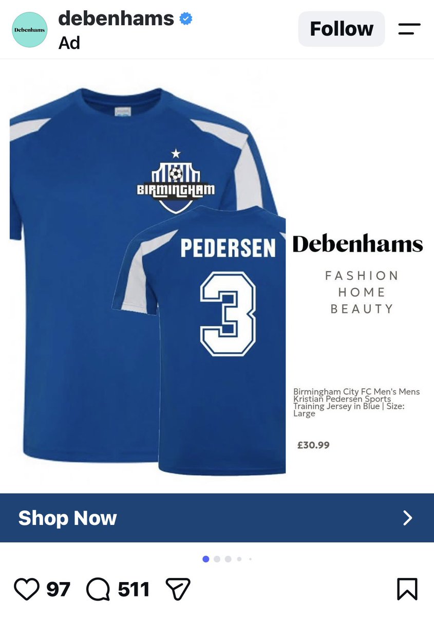 J03hall's tweet photo. Damnnn Debenhams are really cooking with the blues merch this year🔥… 🥴🤣 #BCFC https://t.co/n0nofHWcR2
