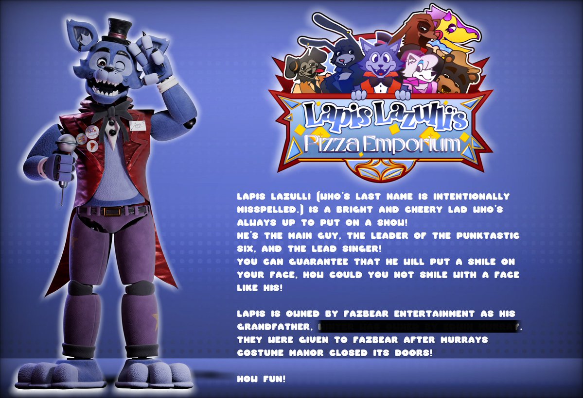 MoonStonePX's tweet photo. Lapis Lazulli's Info Sheet!

#fnaf #fnaffangame #indie #horrorgame #fivenightsatfreddys https://t.co/81kKys5woj