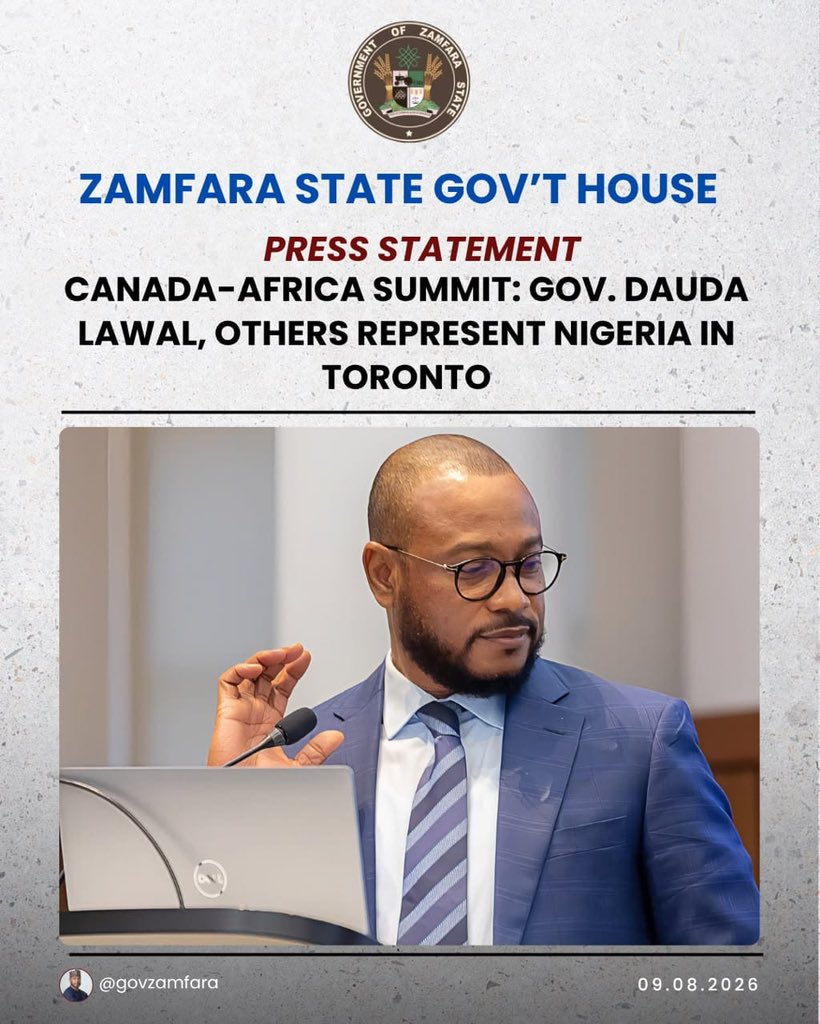 GHouseMediaHub's tweet photo. PRESS STATEMENT
CANADA-AFRICA SUMMIT: GOV. DAUDA LAWAL, OTHERS REPRESENT NIGERIA IN TORONTO https://t.co/KePb9aoJhs