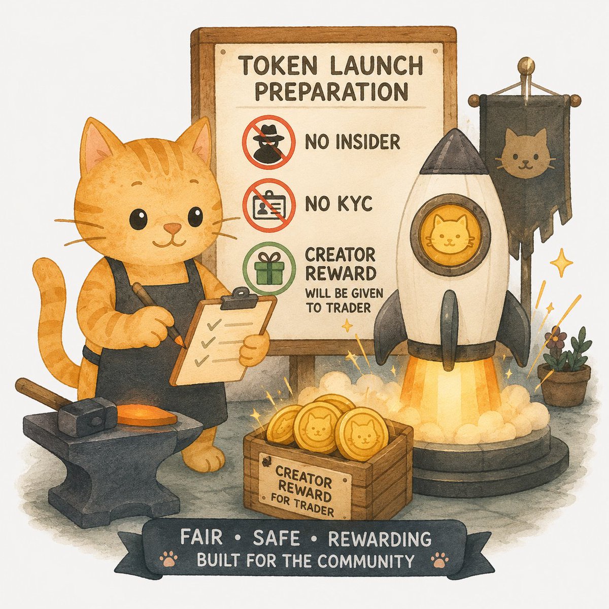FORGECATfun's tweet photo. 🔥 Forgecat is gearing up for launch! 🐱⚒️🚀

No insiders.
No KYC.
No special treatment.

A truly fair launch. 🫡

And the best part? Creator rewards go to the traders. 🎁📈

We aren't just forging a token...
we’re forging a stronger community. 🔥🐱

#Solana #pumpfun #crypto https://t.co/hqsRoU5GLU