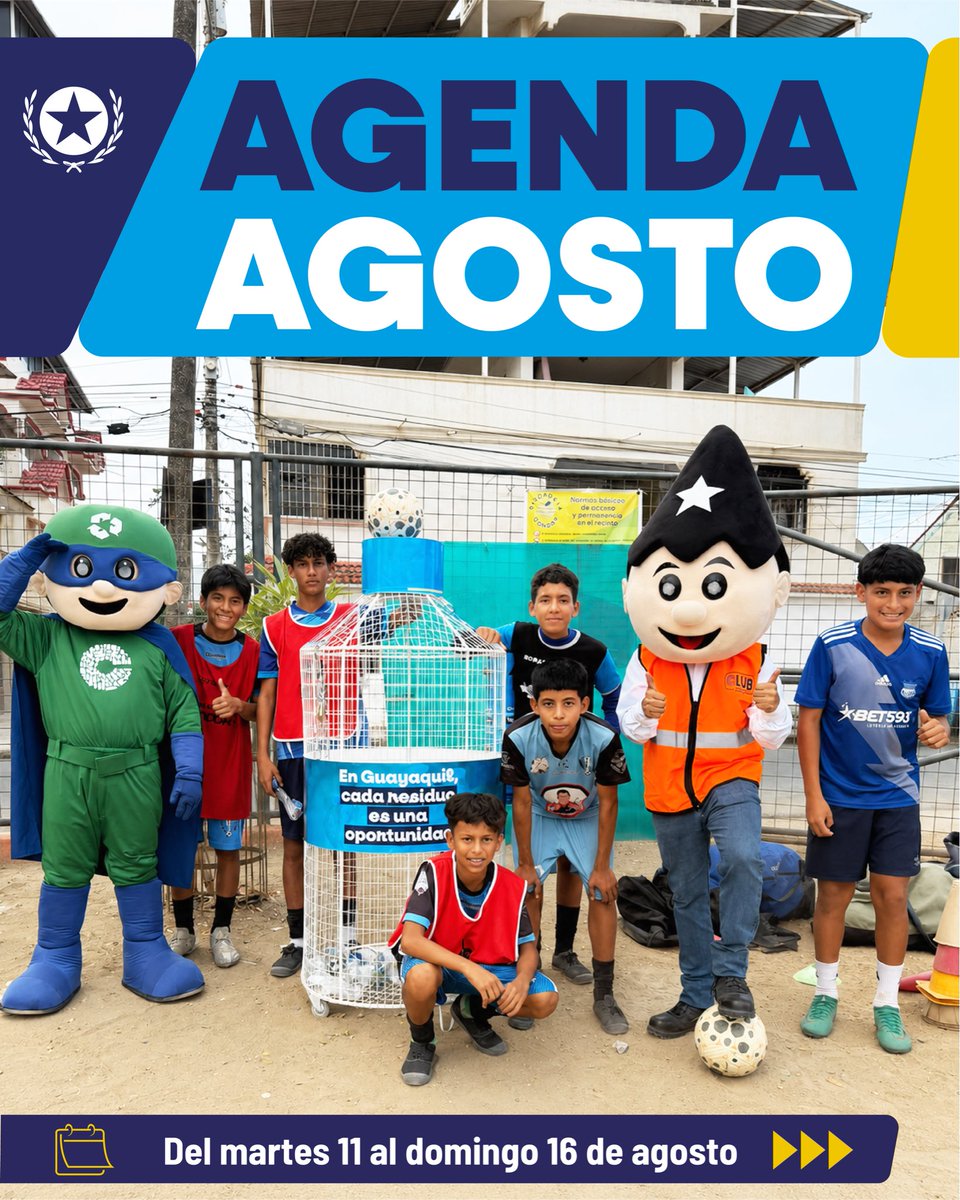 circular_ep's tweet photo. ¡Esta semana llegamos a tu sector! 🩵🤍

Del martes 11 al domingo 16 de agosto, estaremos más cerca de ti llevando servicios municipales, educación ambiental, compostaje, actividades comunitarias y mucho más a diferentes sectores de Guayaquil. 🙌 https://t.co/7wbeGobqgE