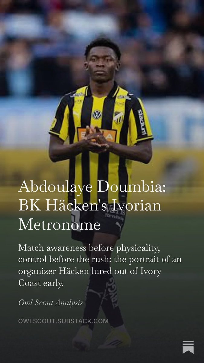 AndreGodinhoOS's tweet photo. Abdoulaye Doumbia, 18, joined BK Häcken from ASEC Mimosas.

Constant scanning, an excellent first touch, composure under pressure and the ability to connect build-up with progression.

I took a closer look at his profile, strengths and potential.

👇

https://t.co/DXI4coKpT6 https://t.co/X94bVRB69g