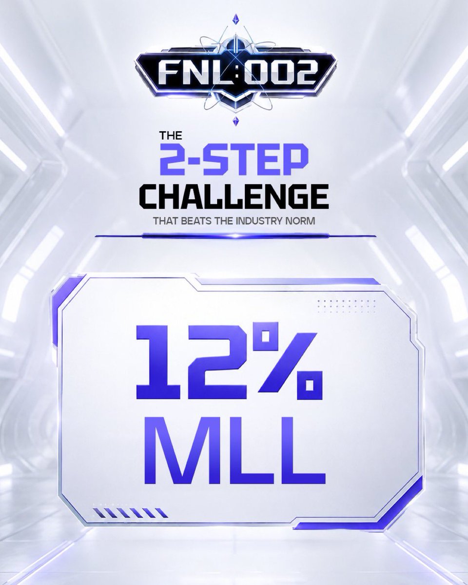 jamesgarba16's tweet photo. Introducing FNL:002 12% MLL, 3-Day Payout 2-Step CFDs 25K Challenge with a 12% MLL, a standard that surpasses the industry norm.

Max allocation is 5 purchases per user.

Limited seats through FundedNext Labs.🧪

Start at $149.99!
https://t.co/M3RdMRmcyv https://t.co/YgSik2A4Dt