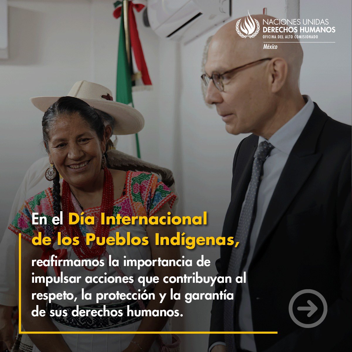 ONUDHmexico's tweet photo. En el Día Internacional de los #PueblosIndígenas, destacamos la importancia de seguir avanzando en el pleno reconocimiento y ejercicio de sus derechos.

Los avances normativos representan una oportunidad para fortalecer su libre determinación, autonomía y participación efectiva, como destacó @volker_turk durante su reciente visita a México. 
👉🏽 https://t.co/cJLzBVeaPb