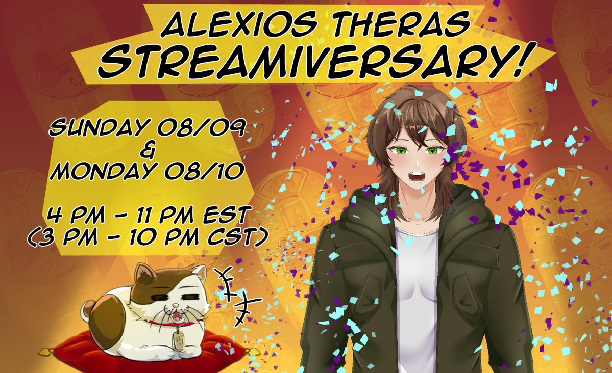 GonzoWorks_Art's tweet photo. ANNOUNCEMENT!  @AlexiosTherasVT will be hosting a streamiversary on the purple site, today and tomorrow, 4 PM EST (3 PM CST).  Make sure to drop by and celebrate this great achievement! https://t.co/pcfVd0phJ8