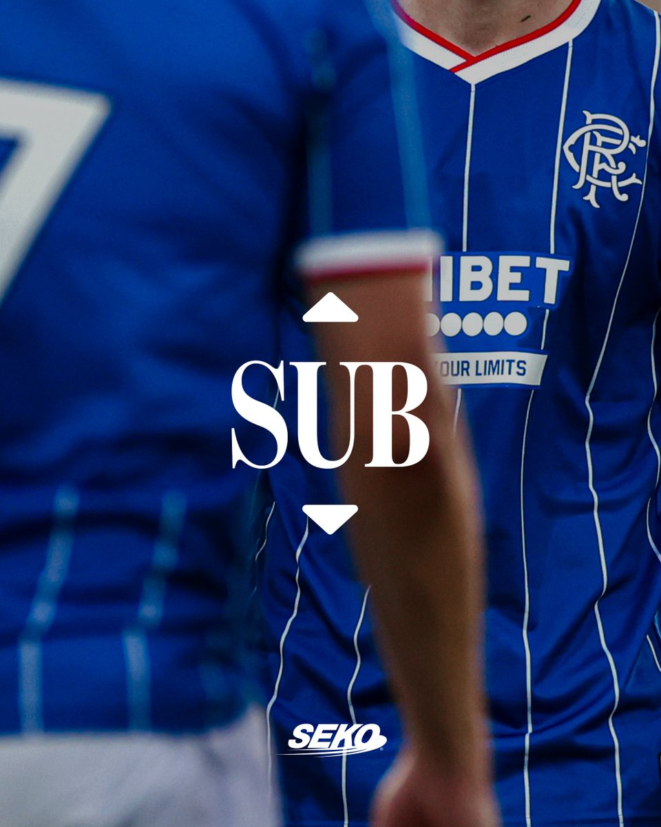 RangersFC's tweet photo. 🔄 Half-Time Change for Rangers 

Mohamed Diomande comes on to replace Vanja Dragojevic. https://t.co/yOpF88dxQv