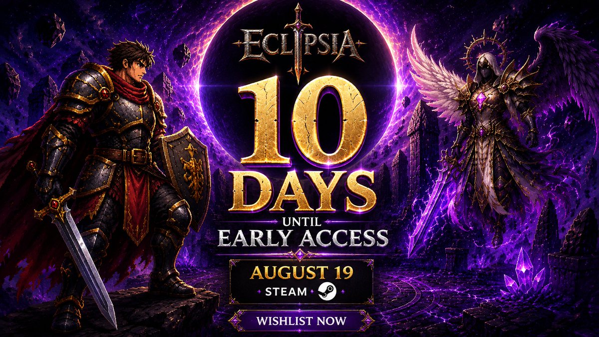 EclipsiaAFK's tweet photo. 🌑 10 DAYS until ECLIPSIA enters Early Access!

Build your party, loot, become stronger with every adventure.

⚔️ Your journey begins August 19 on Steam.
💜 Wishlist ECLIPSIA now and join us on Day One!

🔗 Steam: https://t.co/DXGMPzSuyK

#Eclipsia #IdleRPG #IndieGame #Steam #RPG https://t.co/8AzwDyTmRu
