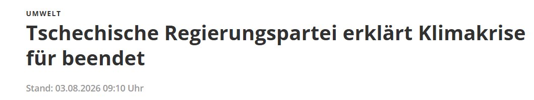 fmeeus1's tweet photo. Geweldig goed nieuws.
Nieuwe Tjechische regering heeft de "klimaatcrisis" afgeschaft en gaat volop in de aanval tegen de groene klimaat hysterie.
https://t.co/b89AvkhtBV

“Climate Crisis Is Over” In The Czech Republic, Declares New Environment Minister - https://t.co/EvBvpzvXIY via @BrnoDaily
