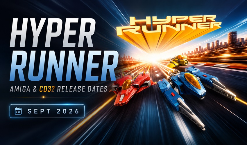 AmigamagazineGA's tweet photo. Hyper Runner is racing towards AGA Amiga and CD32. The futuristic racer packs 15 stages, branching routes, boost management and vehicle damage. Physical release: Sept 2026. Digital: Oct 2026. #Amiga #CD32 https://t.co/hMrQjnBV2M https://t.co/GJxGVT2fJq