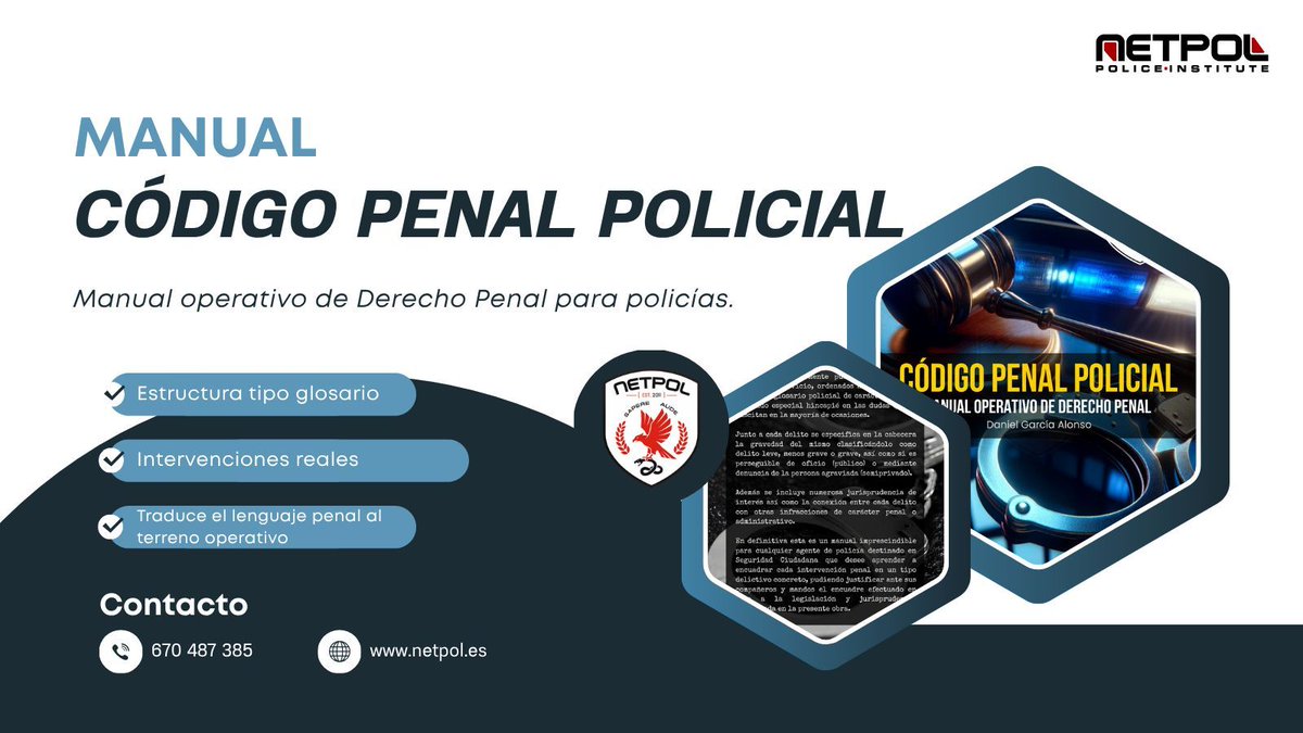 netpol_es's tweet photo. Su estructura tipo glosario permite localizar rápidamente el supuesto concreto.
📖CÓDIGO PENAL POLICIAL📖
Añádelo a tu colección de #NetpolBOOKS
🔗https://t.co/vKHzgIGSOC🔗
Siempre con la calidad de:
#NETPOL
#YoMeFormoEnNetpol https://t.co/WdBAFc5rgo