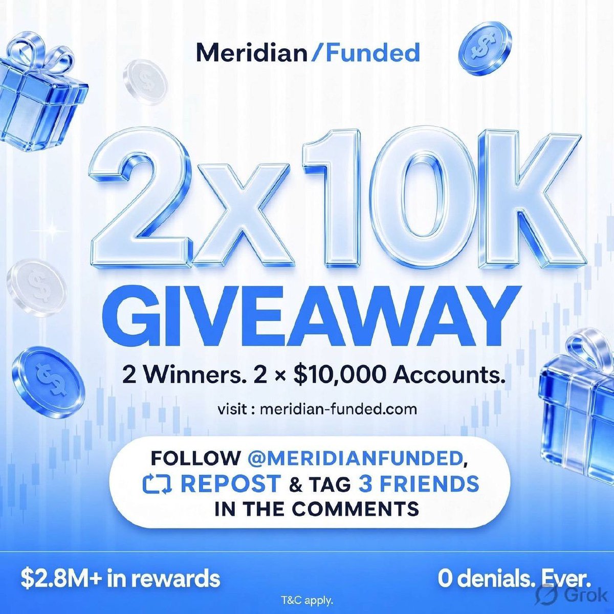 chap_trader's tweet photo. GIVEAWAY ALERT 🔔

2 × $10,000 Meridian Funded Challenge Accounts 

How to enter:

💠 Follow @MeridianFunded, @chap_trader & @TRAD_CHAPLIN 

💠 Like, repost & tag 2 traders

💠 Join our Discord https://t.co/hWE20Oy7xV

💠 Also Follow: @Pips_goddesss, @TradeLikeDonnar, @Mrsvibesx & @Laja_Currency 

�� Winners announced in 3 days