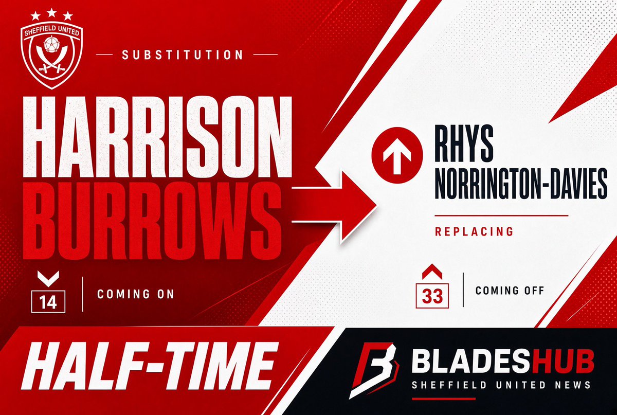 Bladeshub_'s tweet photo. Harrison Burrows replaces Rhys Norrington-Davies at half time.

#MANSHU | 🦌 0-1⚔️​​​​​​​​​​​​​​​​​​​​​​​​​​​​​​​​​​​​​​​​​​​​​​​​​​

#SUFC || #twitterblades https://t.co/EyDdjlPxbB
