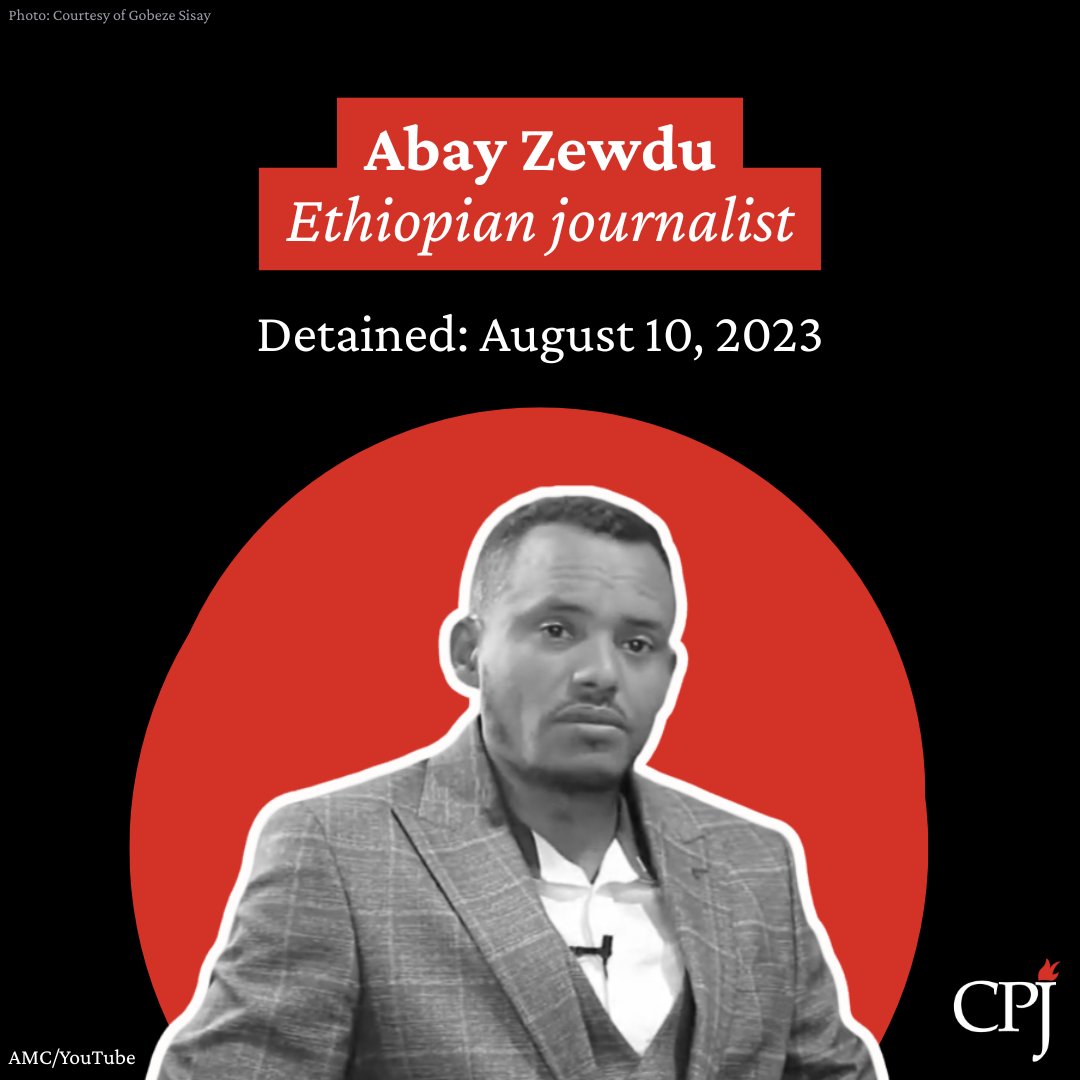 CPJAfrica's tweet photo. #Ethiopia 🇪🇹 Three years ago, on August 10, Amara Media Center journalist Abay Zewdu was arrested in a sweeping crackdown on reporting about conflict in the Amhara region. He remains behind bars on terrorism charges that carry a potential death sentence.

Although Abay has spent three years in prison, the court has yet to decide whether the prosecution has sufficient evidence for his case to proceed. Hearings are due to resume on October 16, following the court’s August-to-October recess, his lawyers told CPJ.

Abay’s continued detention, along with four other journalists also accused of terrorism — Genet Asmamaw, Meskerem Abera, Dawit Begashaw, and Gobeze Sisay — underscores the risks facing independent media in Ethiopia and the criminalization of reporting on matters of public interest. CPJ calls for Abay’s immediate release and for Ethiopian authorities to stop criminalizing journalism.

Read more: https://t.co/EOBexMFA8J