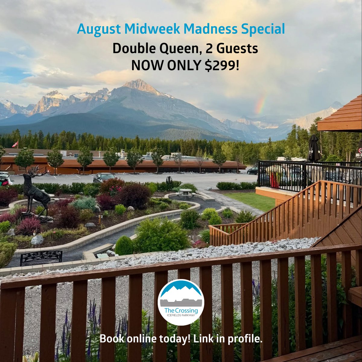 CrossingResrt's tweet photo. 🚨 We've slashed our August Midweek room rate by $30! 🚨 2 guests enjoy a 1-night queen room stay in #BanffNationalPark on the #IcefieldsParkway for just $299! 🌟 Don't wait, book now! 👉 https://t.co/cd1fynrqBw

#AugustDiscount #RoomRateDiscount #BestValue #TravelDeals #Canada https://t.co/Tf19rw0Fxm