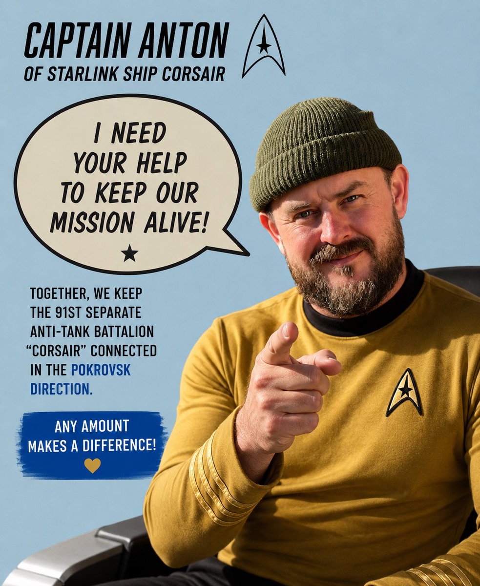 tanyawoz4's tweet photo. 🛰️ Captain’s Log - Day 47
⭐ STARLINK #9 IS FUNDED! ⭐
Another $93.53 has come in since our last update, bringing CORSAIR to:
💙 $5,077.00 USD raised
⭐ 9 of 15 Starlinks fully funded
🚀 $64.00 already toward Starlink #10
🎯 $493.00 needed to complete #10
📈 60.8% of our $8,355 mission reached
Nine Starlinks. Forty-seven days of people donating, sharing, commenting and continuing to show up for the 91st Separate Anti-Tank Battalion “CORSAIR” in the Pokrovsk direction.
We’ve officially crossed 60% and started Starlink #10. Only six Starlinks remain in the entire mission and #10 is already underway.
Thank you for carrying this forward with us!!!! 💙🇺🇦
I’ll share our community-donated thank-you gifts and support details in the link below. 👇
Course: Victory. 🛰️
Plus, we have a 72 hour flash raffle to win a necklace made in Ukraine. Even a 67 cent donation enters you in! Yes, I went with 6-7 because this is the summer of 6/7 🌊🏄🏼♀️☀️🤪😆) IFKYK