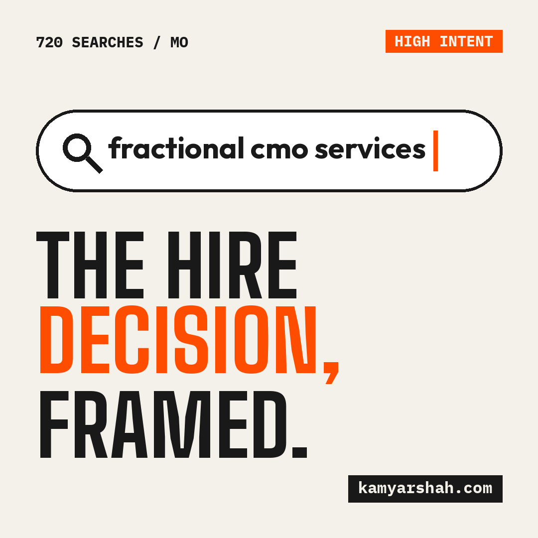 FractionalExecs's tweet photo. Hiring a fractional CMO is a structure decision, not a cost decision. The framework for making the call: https://t.co/QpikwSY3Lh

#FractionalCMO #Marketing #Leadership #KamyarShah #WCG #VWCG https://t.co/kHY6CE9HEe