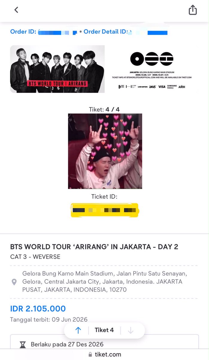 chewsiekuki's tweet photo. #WTS #BTS_ARİRANG in JAKARTA
CAT 3 DAY 2
💵 2.900k (Negotiable)
only 1 tix (milik pribadi)

trusted, amanah, no scam!!!!
prefer full payment, but DP system allowed
COD AREA : Jakarta / Jogja / Surabaya
(Details bellow)

Hit me up please #zonauangㅤ #zonabu https://t.co/d94qGujp58