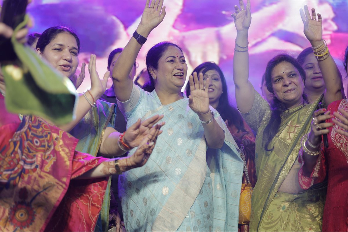 CMODelhi's tweet photo. Chief Minister Smt. Rekha Gupta joined the Teej celebrations at Dilli Haat, Pitampura, as Delhi came alive with colour, tradition and festive joy.

Teej celebrations across Delhi reflect the Capital’s deep civilisational roots, the strength of Nari Shakti and the spirit with which Bharat’s traditions are celebrated with pride and participation.

#Teej2026