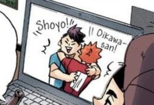 kourooshi's tweet photo. oikawa and hinata's reunion hug :') https://t.co/GTt6PR6Krl